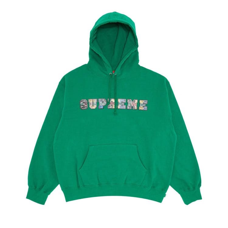 Supreme Collegiate Patchwork Leather Hoodie Green