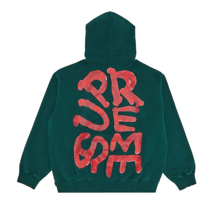 Supreme Paint Hoodie Dark Green