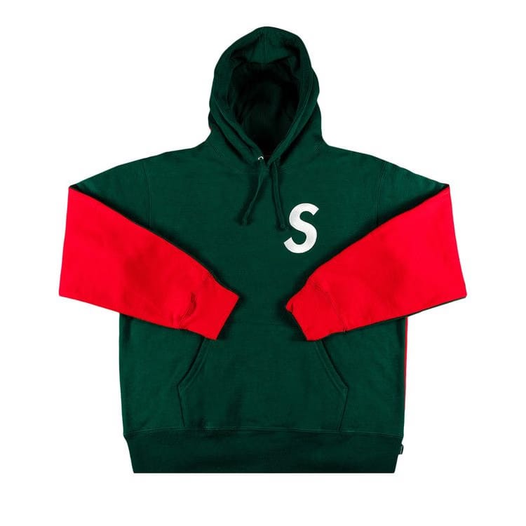 Supreme S Logo Split Hoodie Dark Green