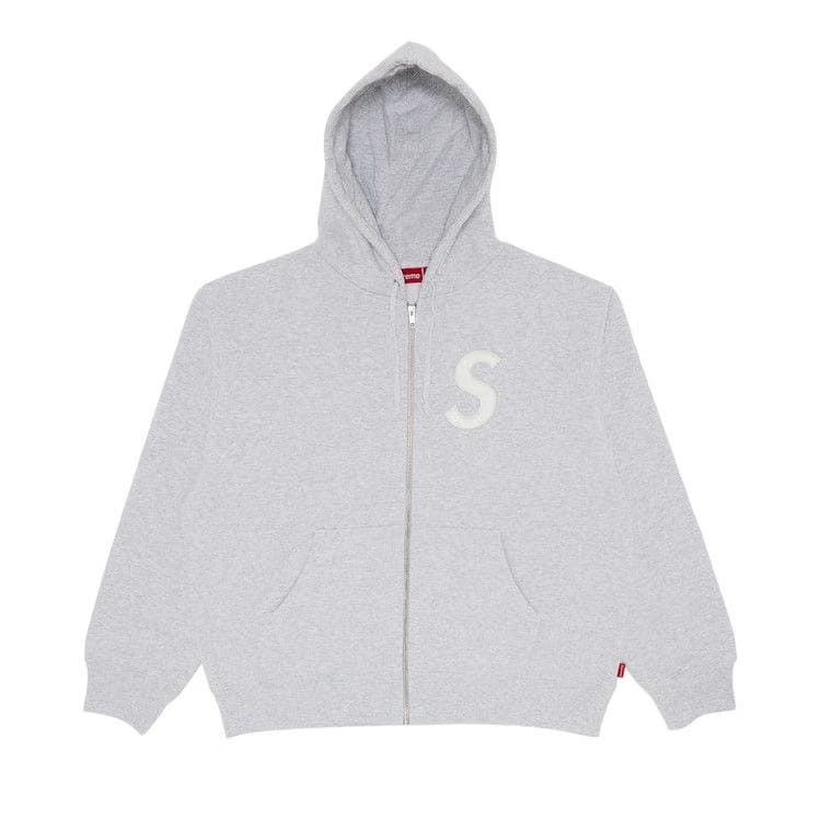 Supreme S Logo Zip Up Hoodie Ash Grey