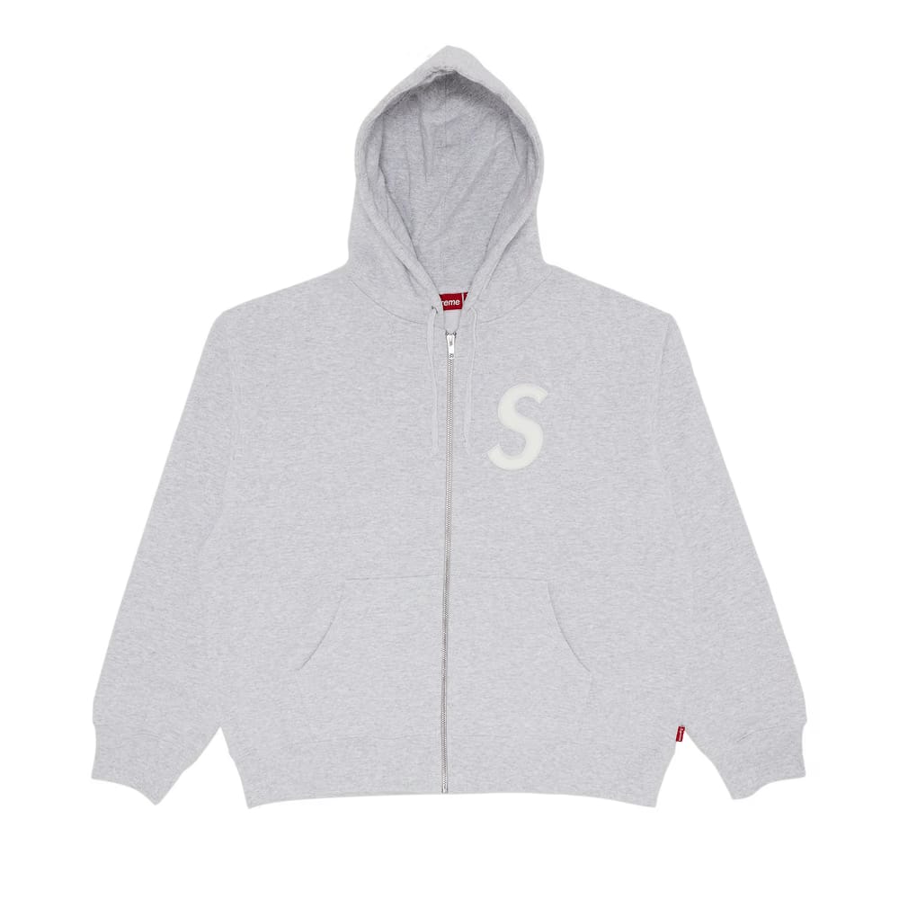 Supreme S Logo Zip Up Hoodie Ash Grey