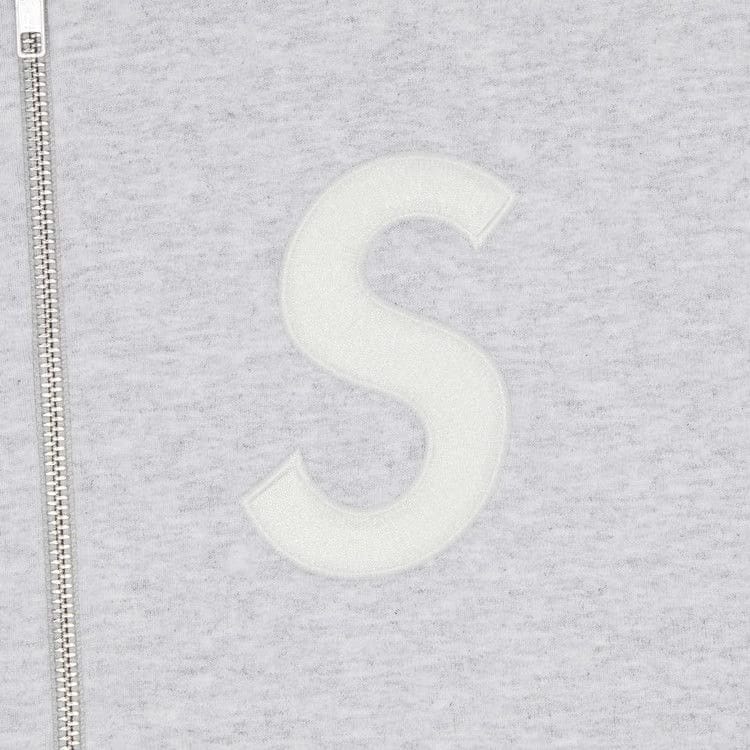 Supreme S Logo Zip Up Hoodie Ash Grey