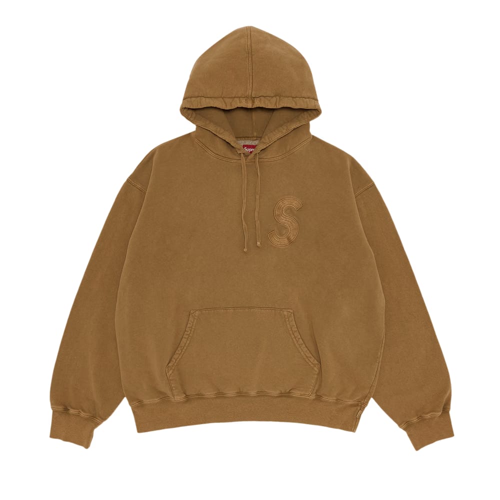 Supreme Overdyed S Logo Hoodie Tan