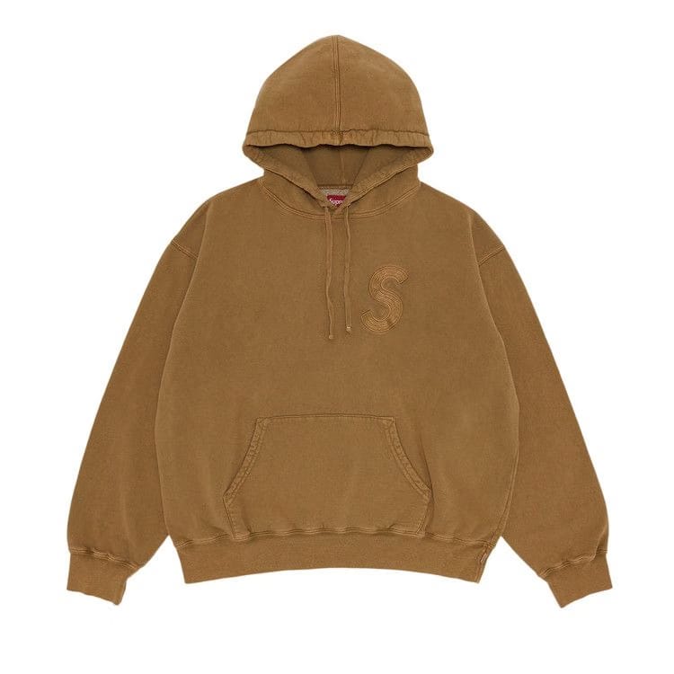 Supreme Overdyed S Logo Hoodie Tan