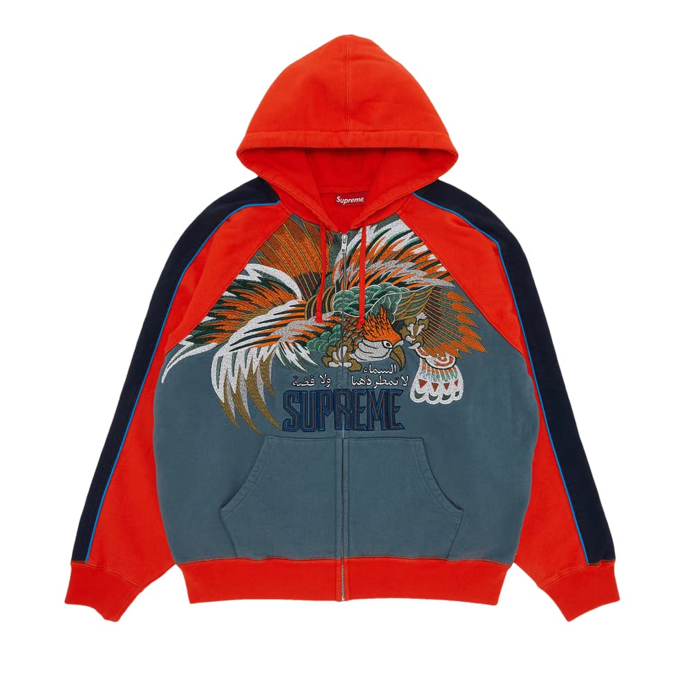 Supreme Falcon Raglan Zip Up Hoodie Slate