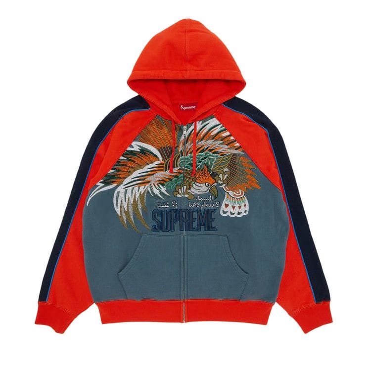 Supreme Falcon Raglan Zip Up Hoodie Slate