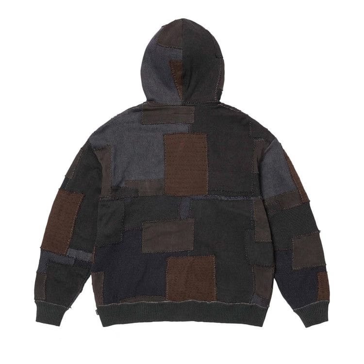 Supreme x blackmeans Patchwork Zip Up Hooded Sweater Black