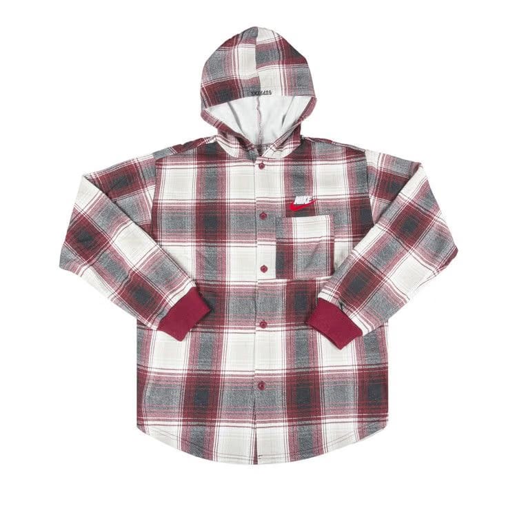 Supreme x Nike Plaid Hoodie Burgundy