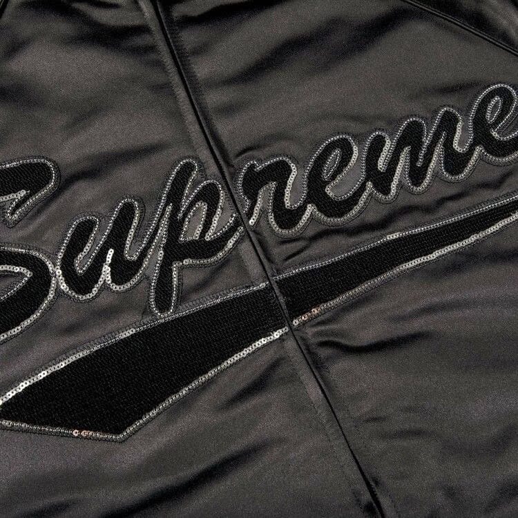 Supreme x Mitchell & Ness Sequin Logo Varsity Jacket Black