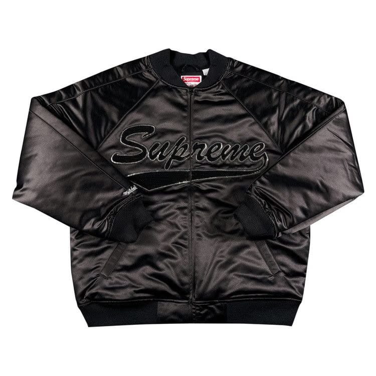Supreme x Mitchell & Ness Sequin Logo Varsity Jacket Black