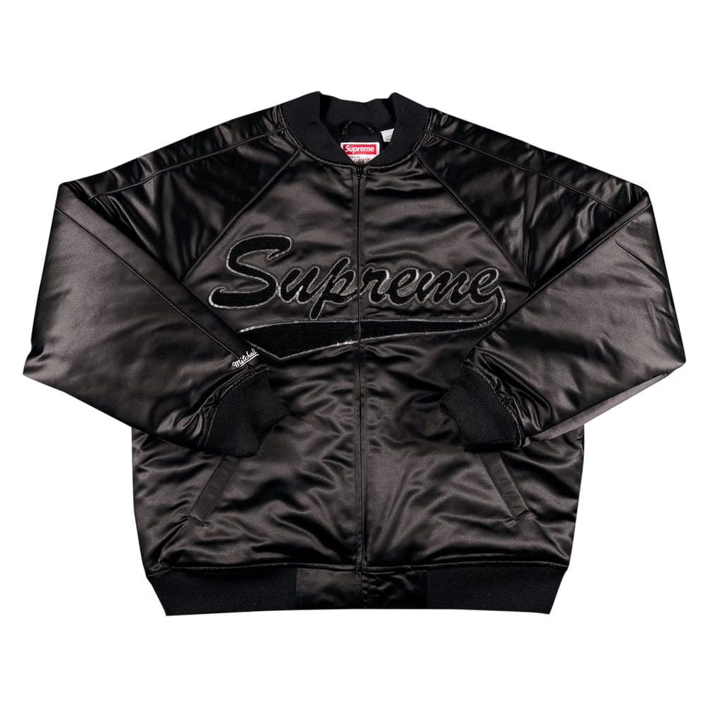 Supreme x Mitchell & Ness Sequin Logo Varsity Jacket Black