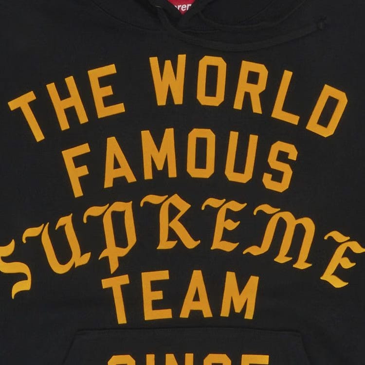 Supreme Team Flocked Hoodie Black