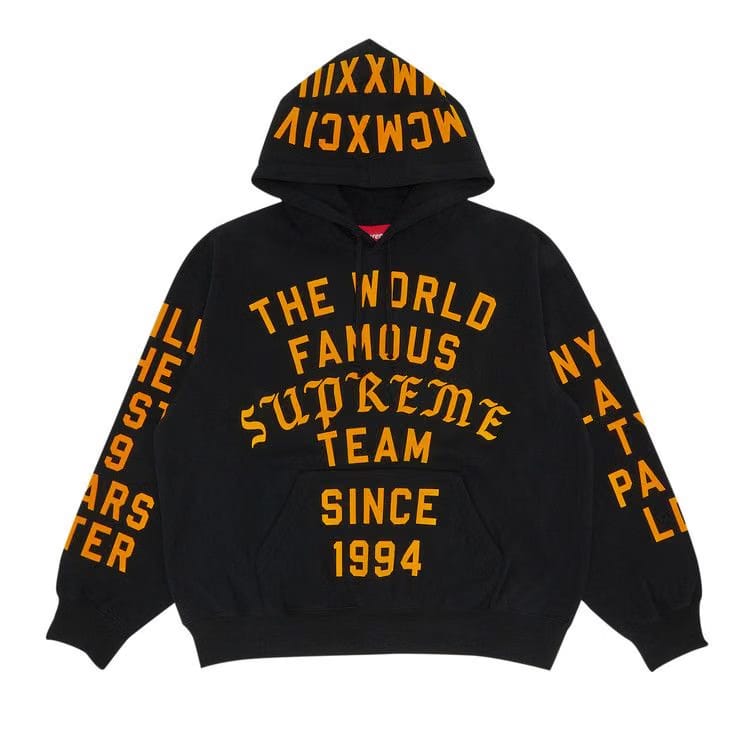 Supreme Team Flocked Hoodie Black