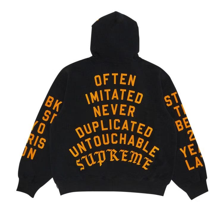 Supreme Team Flocked Hoodie Black