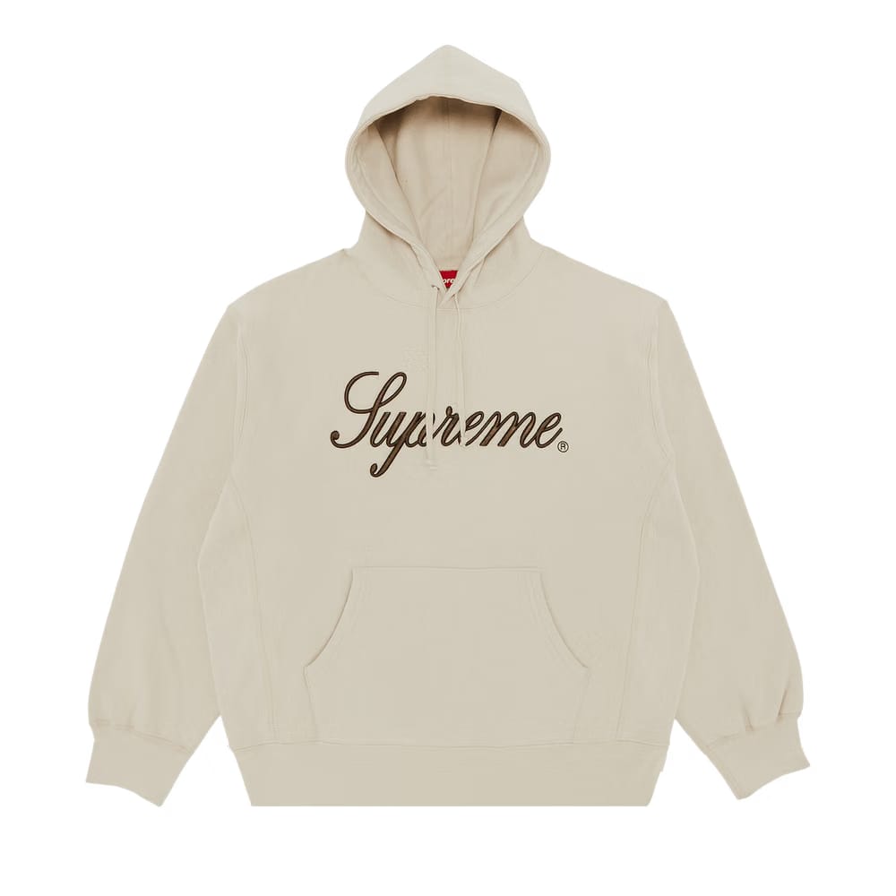 Supreme Embroidered Script Hoodie Stone
