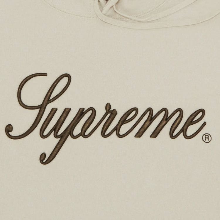 Supreme Embroidered Script Hoodie Stone