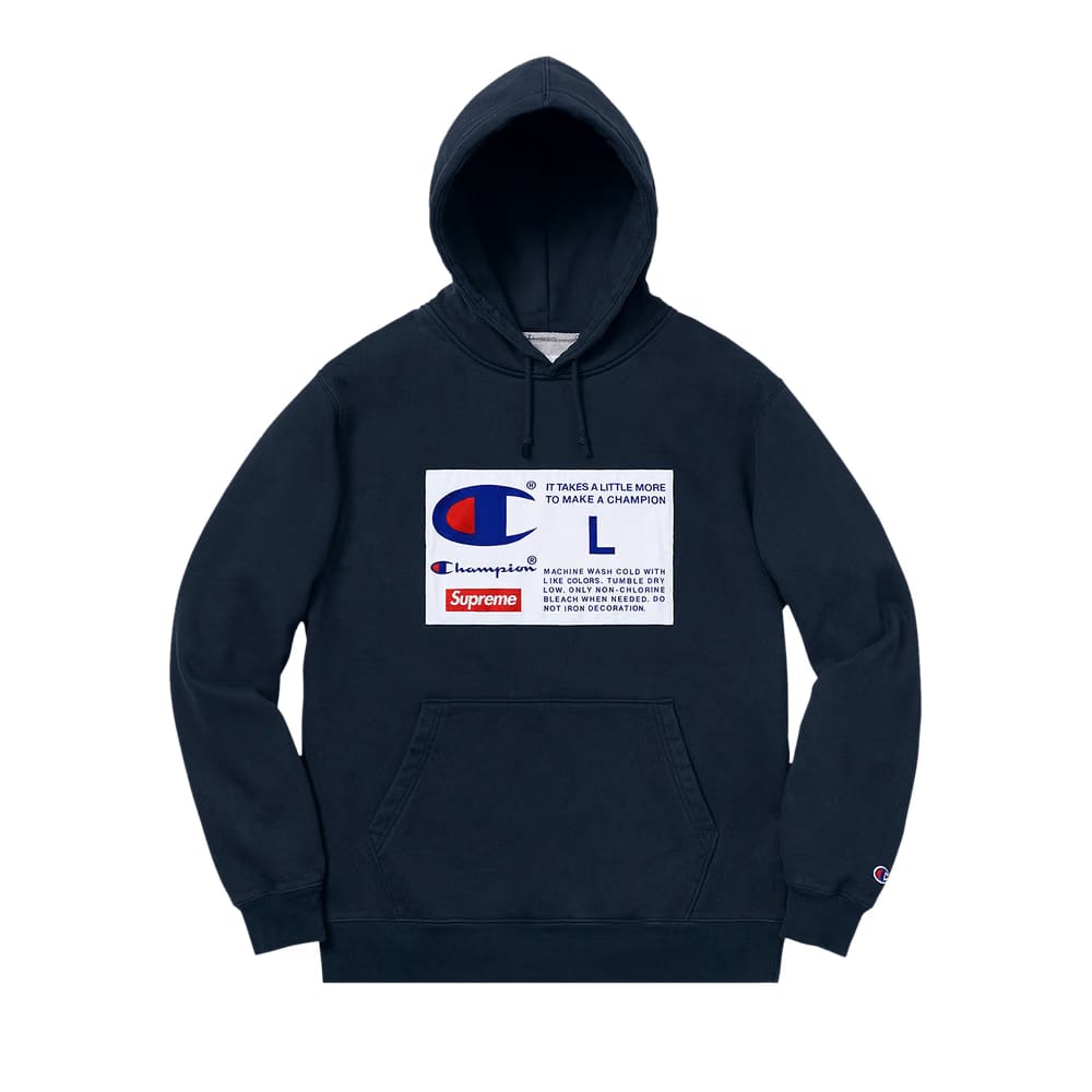 Supreme x Champion Label Hoodie Navy