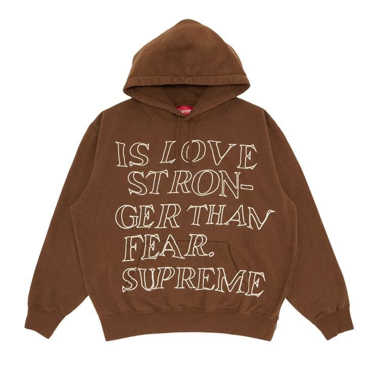 Supreme Stronger Than Fear Hoodie Olive Brown