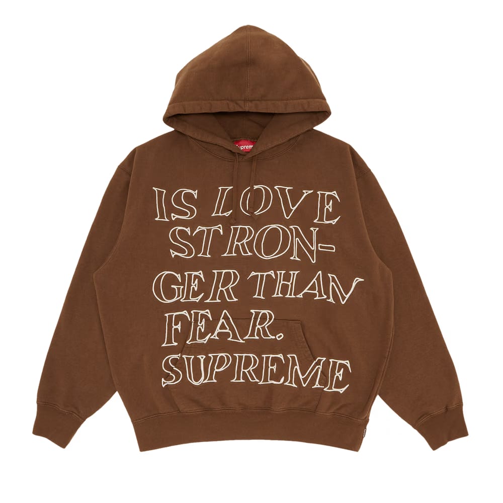 Supreme Stronger Than Fear Hoodie Olive Brown