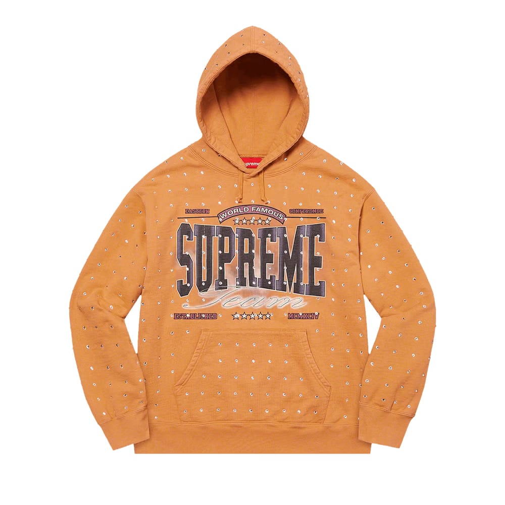 Supreme Rhinestone Hoodie Light Mustard