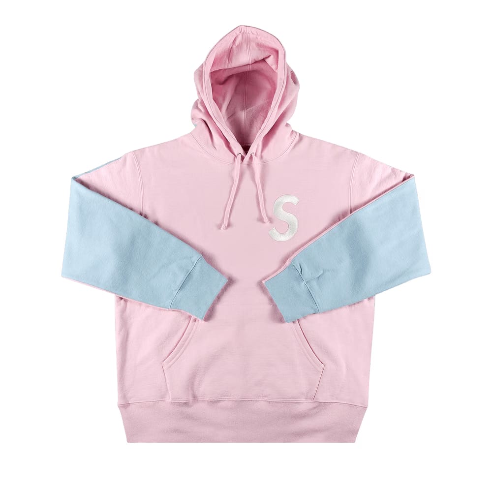 Supreme S Logo Split Hoodie Light Pink