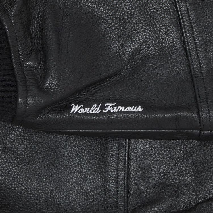 Supreme GORE-TEX Infinium WINDSTOPPER Leather Varsity Jacket Black