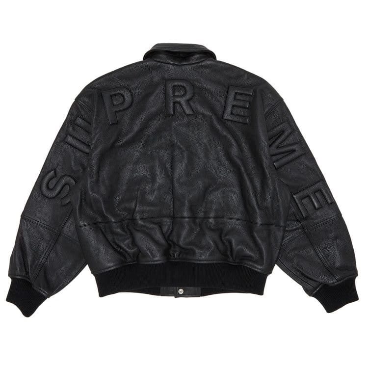 Supreme GORE-TEX Infinium WINDSTOPPER Leather Varsity Jacket Black