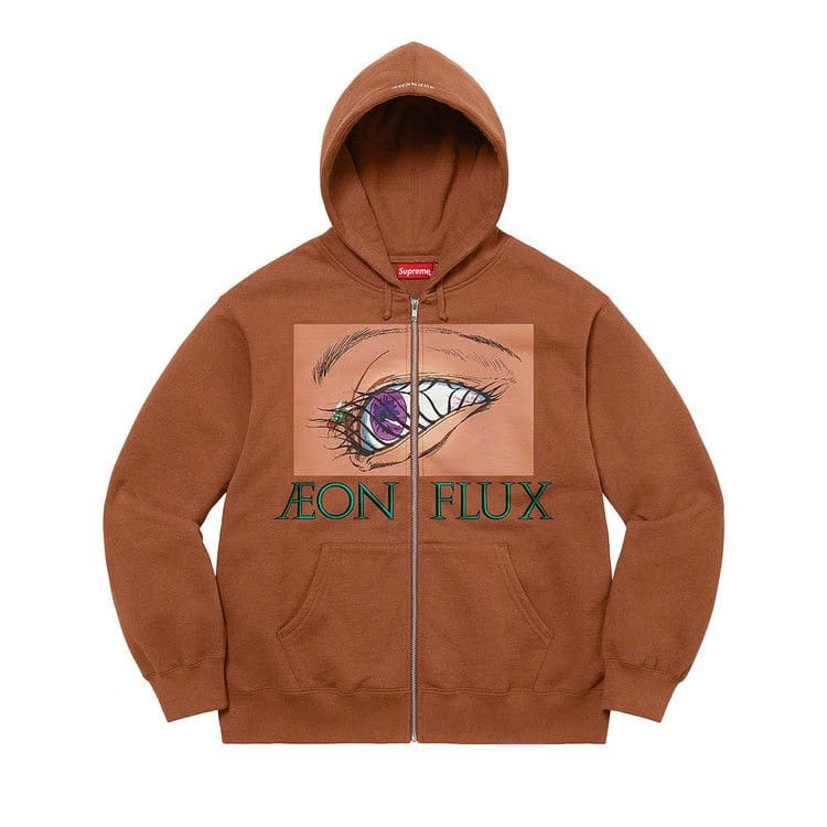 Supreme Aeon Flux Zip Up Hoodie Brown