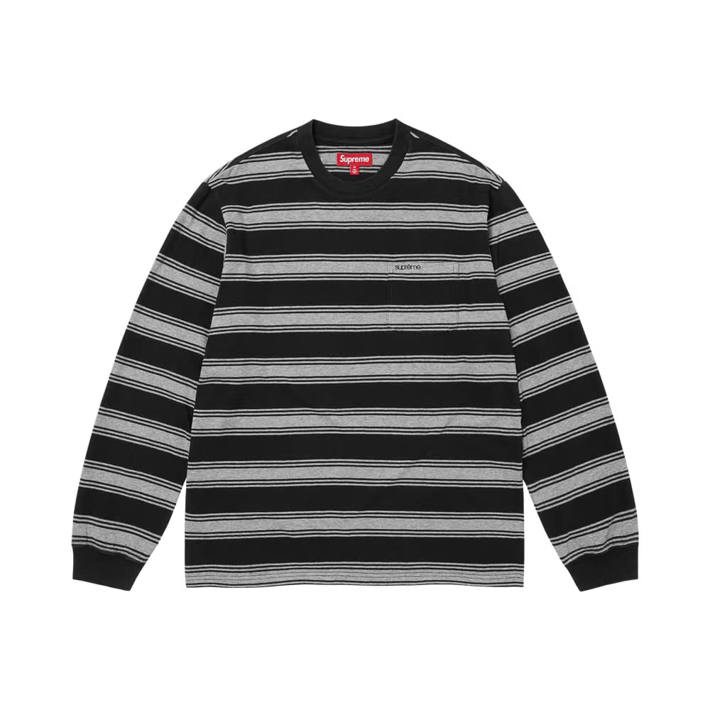 Supreme Stripe Pocket Long-Sleeve Top Black