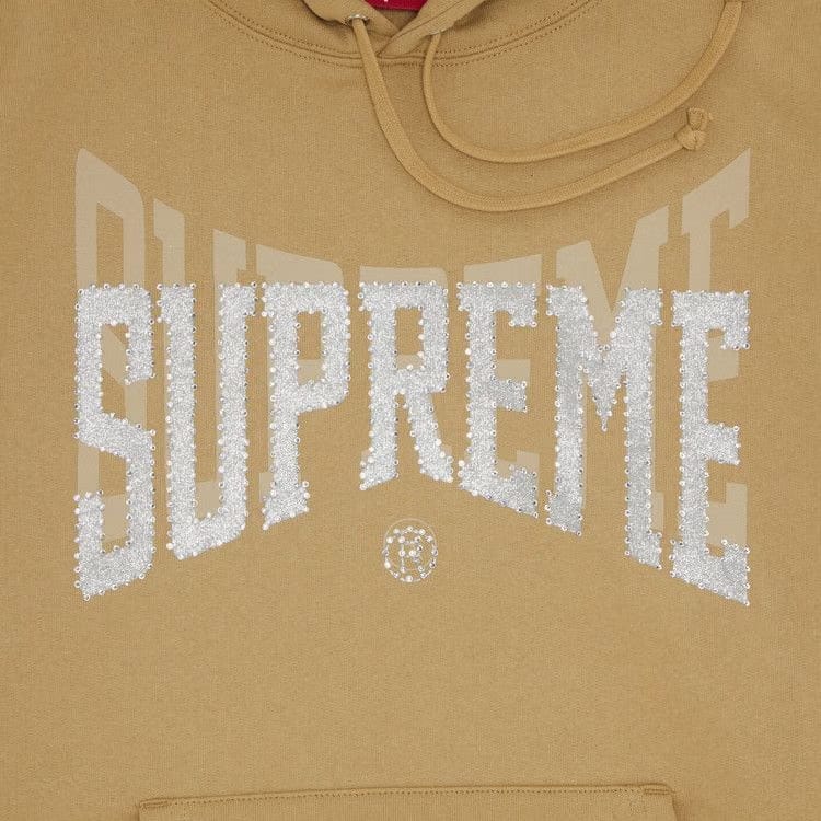 Supreme Rhinestone Shadow Hoodie Dark Tan