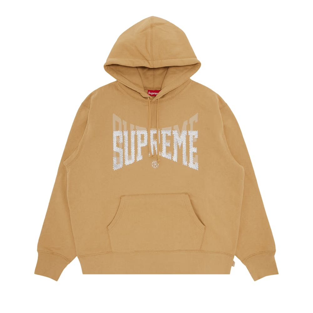 Supreme Rhinestone Shadow Hoodie Dark Tan