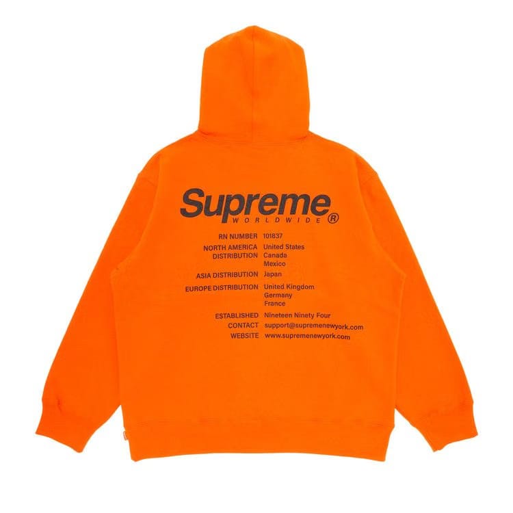Supreme Worldwide Hoodie Dark Orange