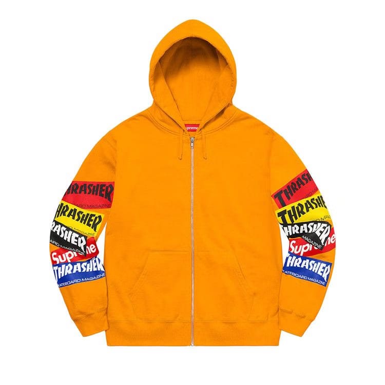 Supreme x Thrasher Multi Logo Zip Up Hoodie Gold
