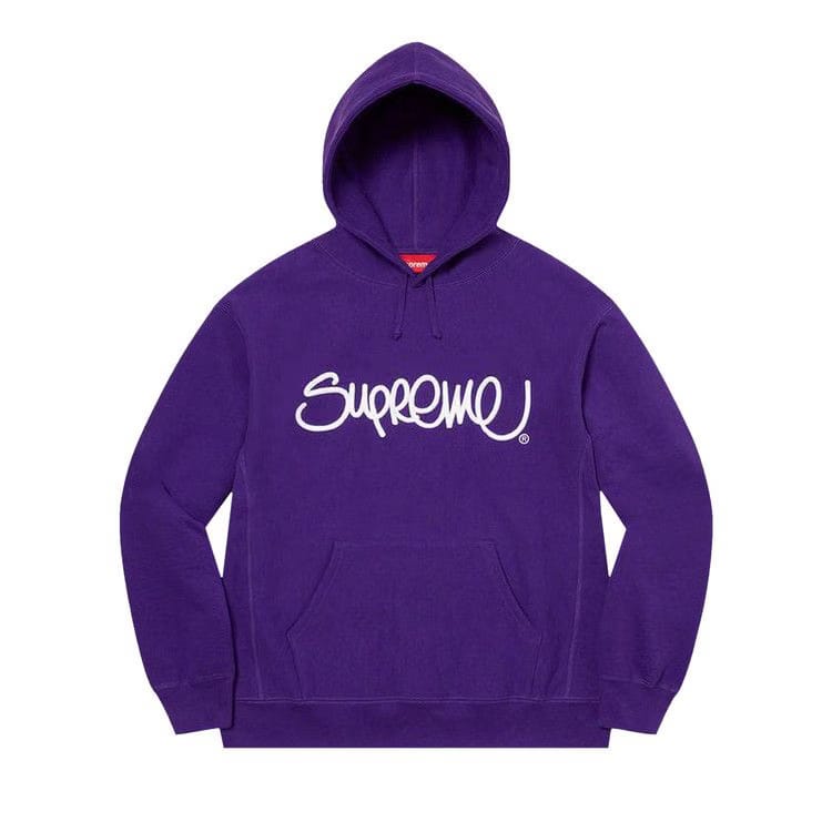Supreme Raised Handstyle Hoodie Purple