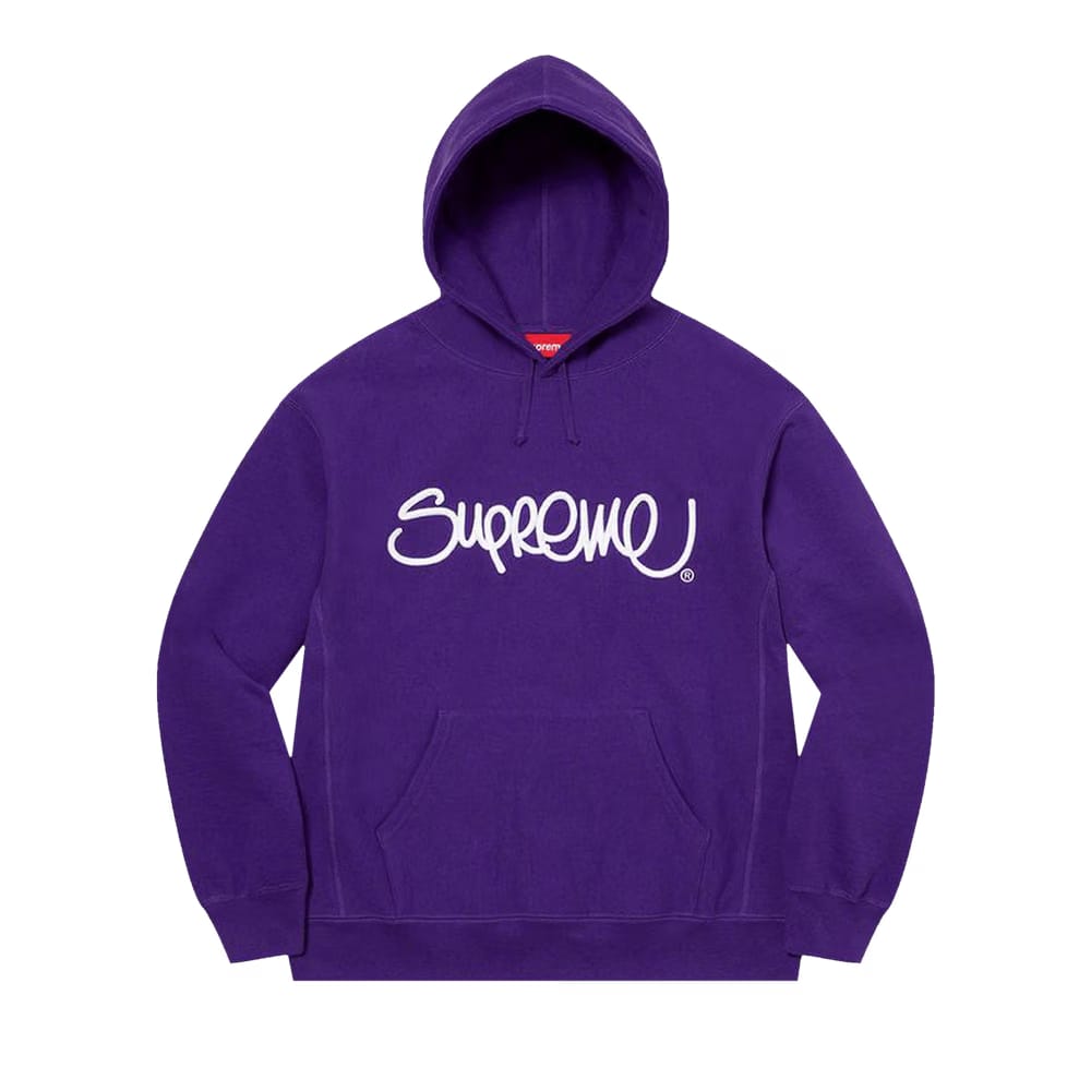Supreme Raised Handstyle Hoodie Purple