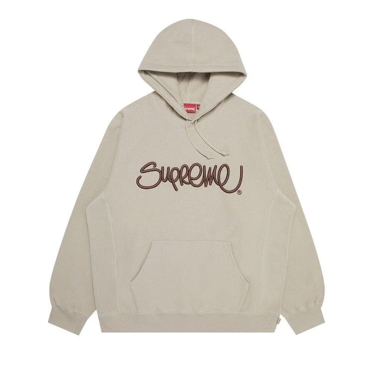Supreme Raised Handstyle Hoodie Dark Taupe