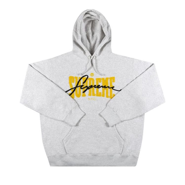 Supreme Embroidered Chenille Hoodie Ash Grey