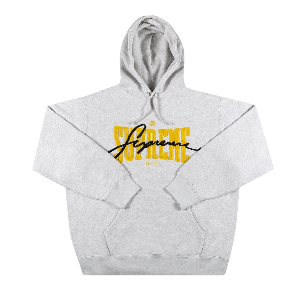 Supreme Embroidered Chenille Hoodie Ash Grey