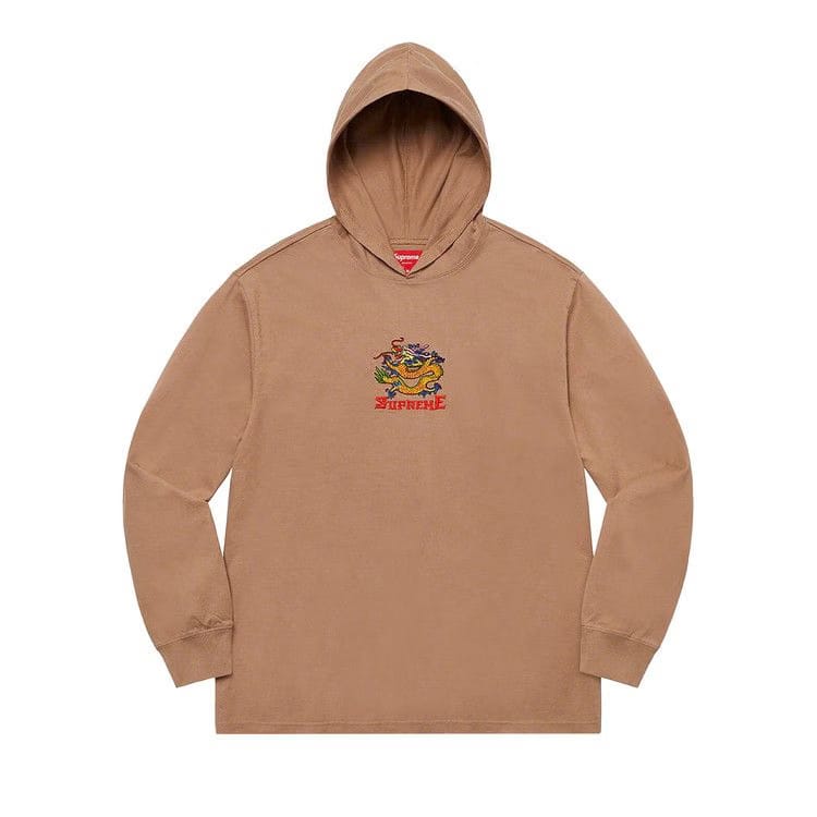 Supreme Dragon Hooded Long-Sleeve Top Light Brown