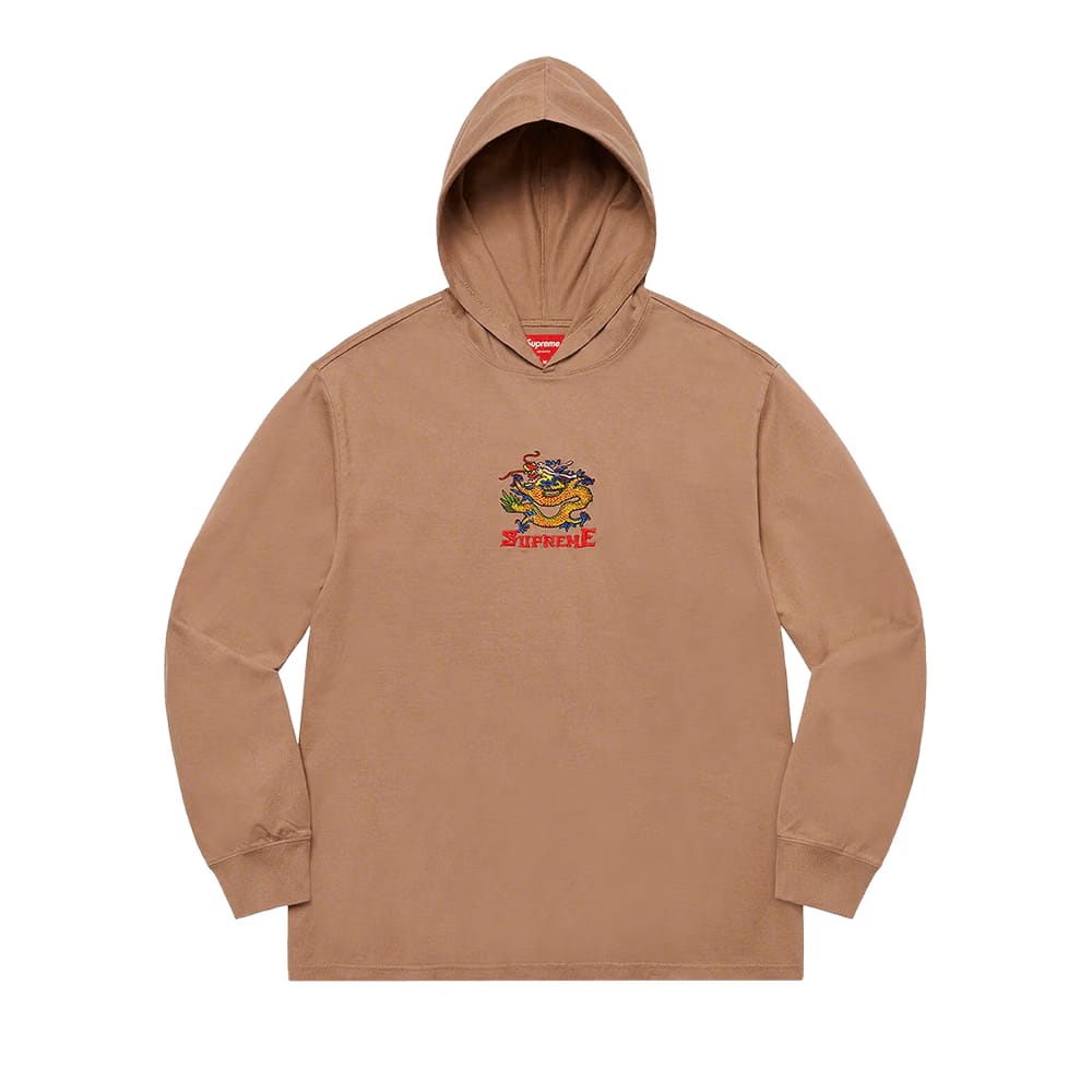 Supreme Dragon Hooded Long-Sleeve Top Light Brown