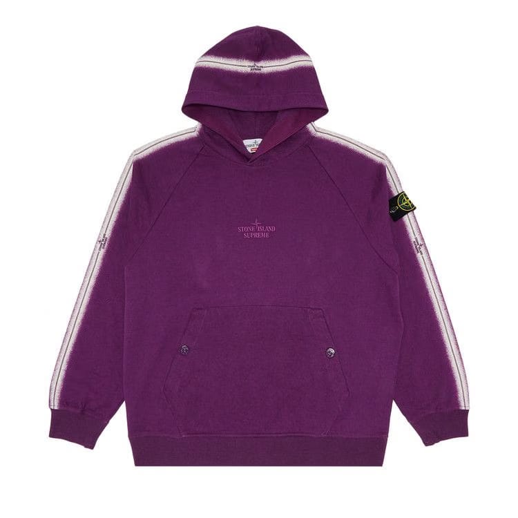 Supreme x Stone Island Stripe Hoodie Purple