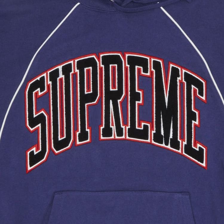 Supreme Boxy Piping Arc Hoodie Washed Navy