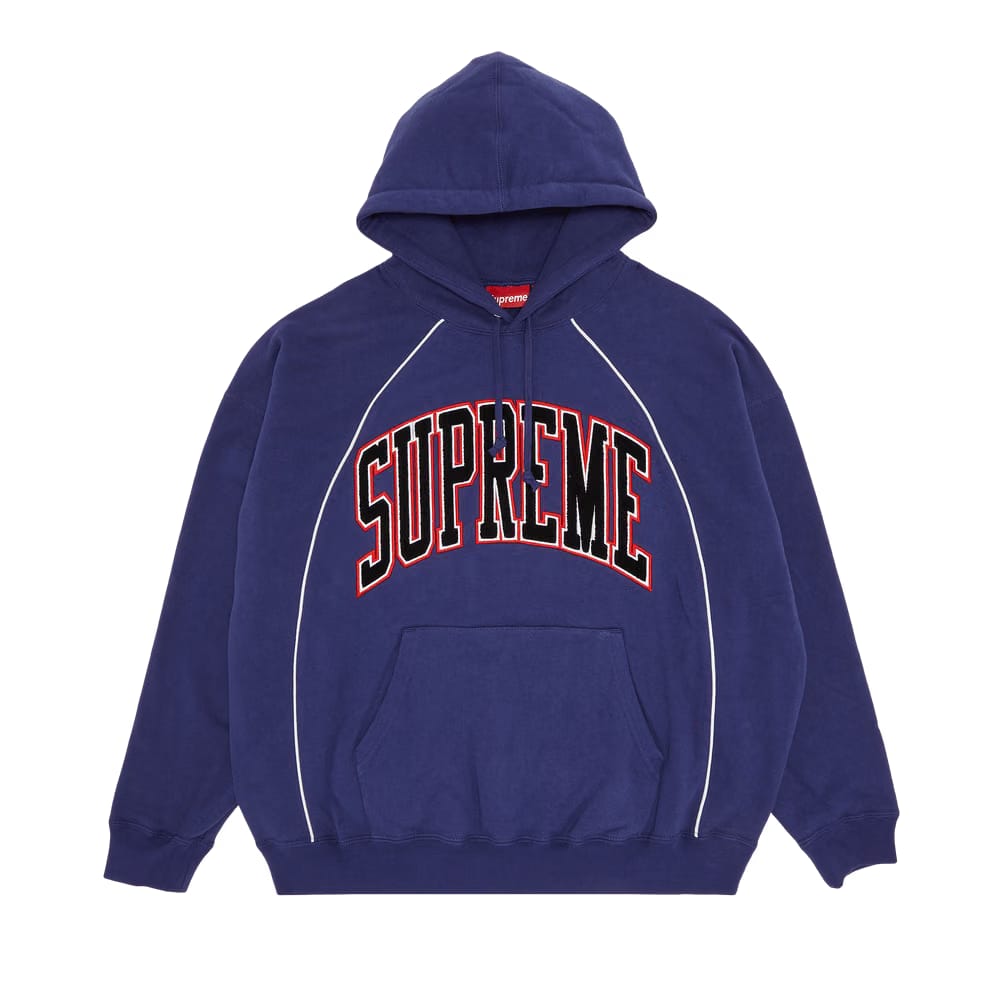 Supreme Boxy Piping Arc Hoodie Washed Navy