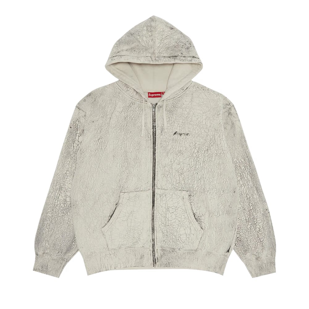 Supreme Crackle Zip Up Hoodie Natural