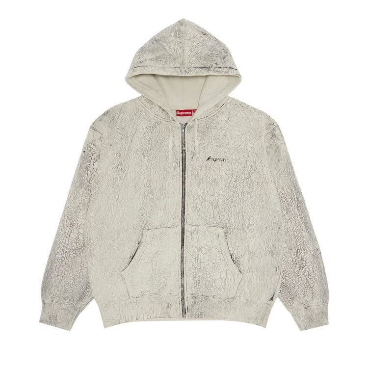 Supreme Crackle Zip Up Hoodie Natural
