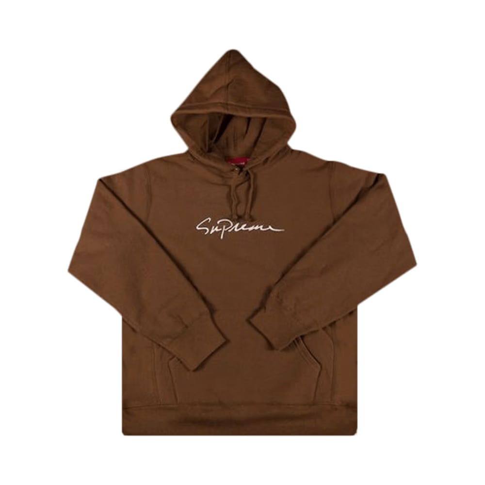 Supreme Classic Script Hoodie Brown