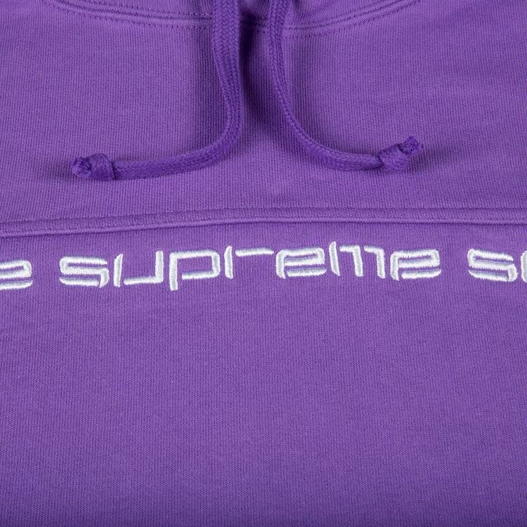 Supreme Text Stripe Hoodie Violet