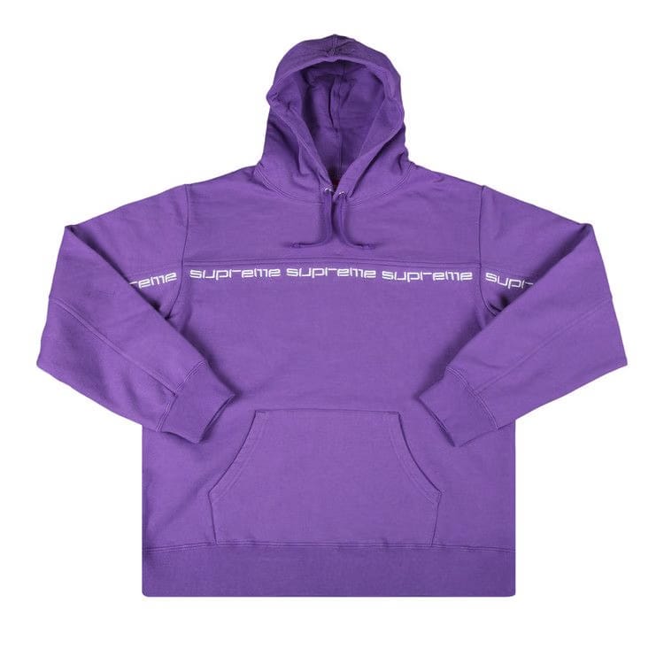 Supreme Text Stripe Hoodie Violet