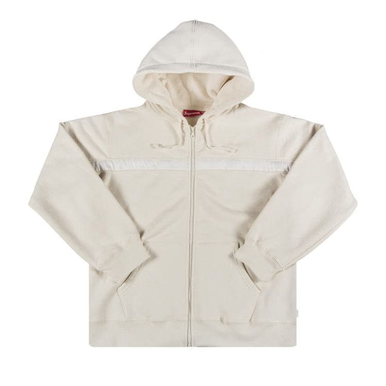 Supreme Text Stripe Zip Up Hoodie Natural