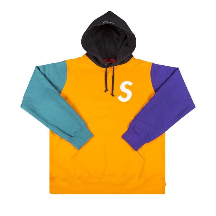 Supreme S Logo Colorblocked Hoodie Orange